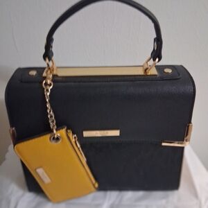 DUNE LONDON Elegant Black PURSE with Yellow Pouch and Gold Accents